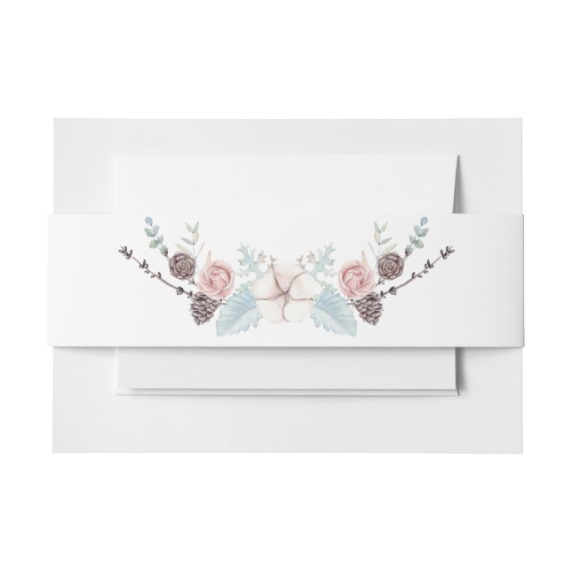 Bandeau De Faire-part Floral d'hiver et Mariage d'aquarelle de feuillage (Devant Example)