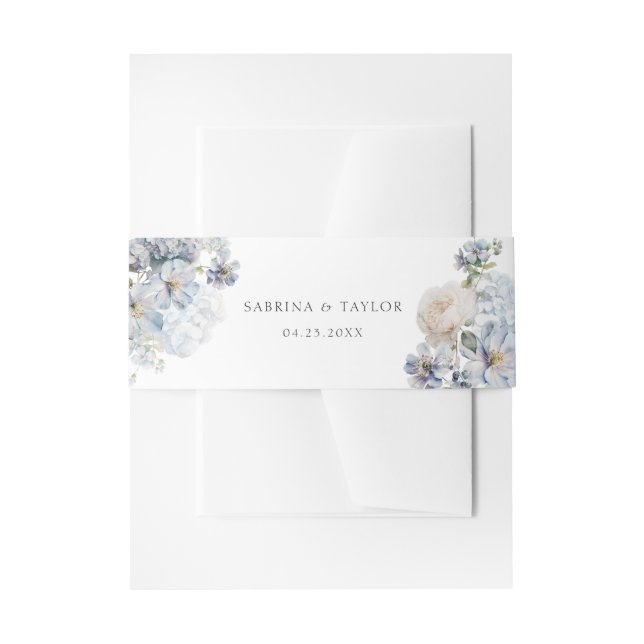 Bandeau De Faire-part Floral Dusty Blue Élégant Mariage Rose (Devant example)