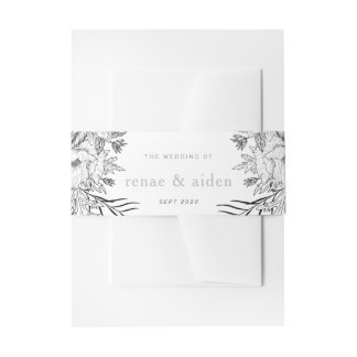 Bandeau De Faire-part Floral moderne noir et blanc