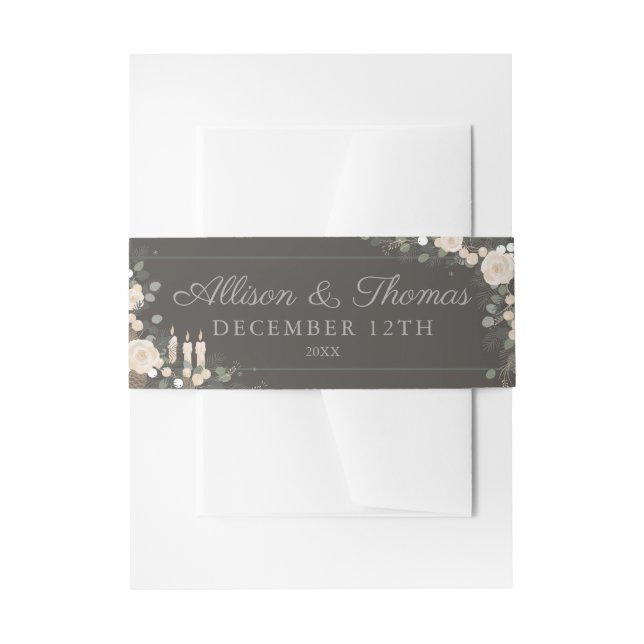 Bandeau De Faire-part Floral Pine Hiver Chandelles Mariage (Devant example)