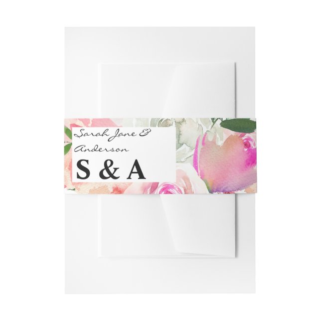 Bandeau De Faire-part Floral rose et gris (Devant example)