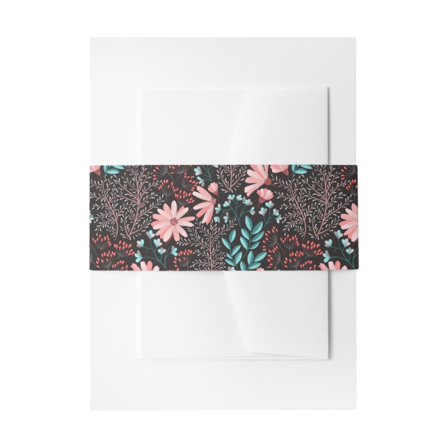 Bandeau De Faire-part Floral rose et Turquoise (Devant example)