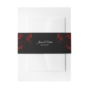 Bandeau De Faire-part Flore rouge profond Élégant Mariage gothique