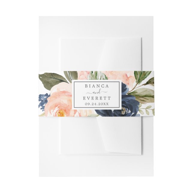 Bandeau De Faire-part Flush et Navy Flowers | Mariage blanc (Devant example)