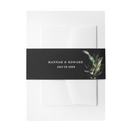 Bandeau De Faire-part Foliage tropical sauvage Mariage noir