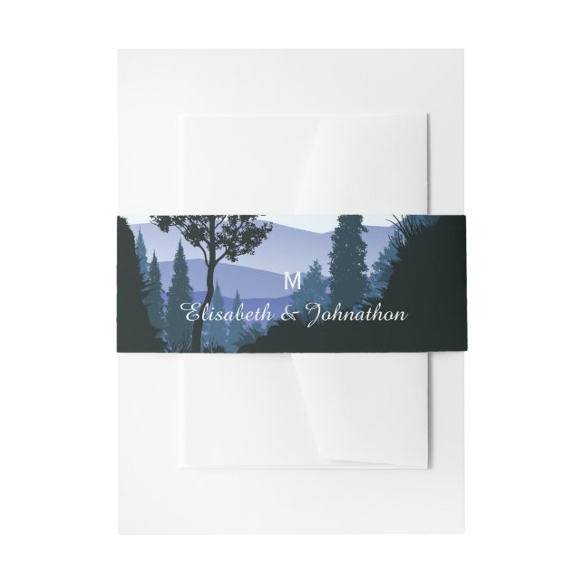 Bandeau De Faire-part Forêt de bois bleu, Mariage rustique (Devant example)