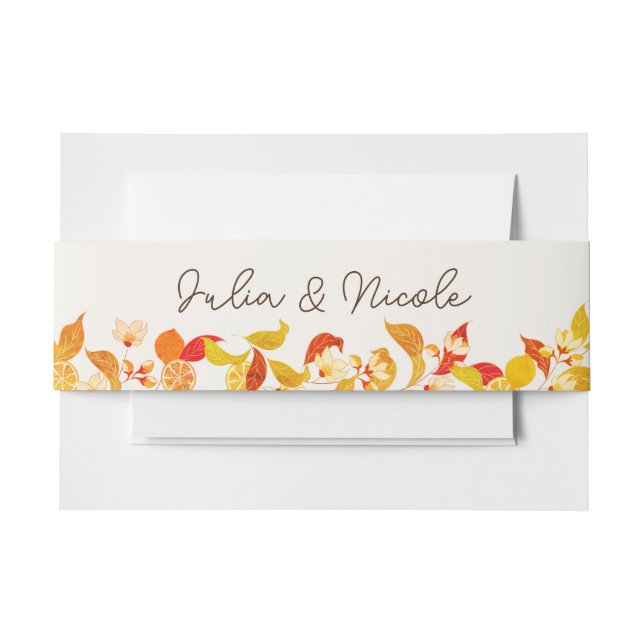 Bandeau De Faire-part Fraîcheur Citrus Foliage Mariage (Devant Example)