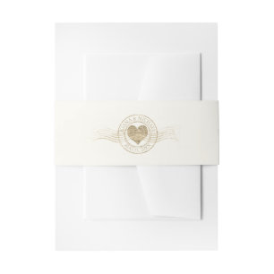 Bandeau De Faire-part Français Romance Heart Mariage Gold ID870
