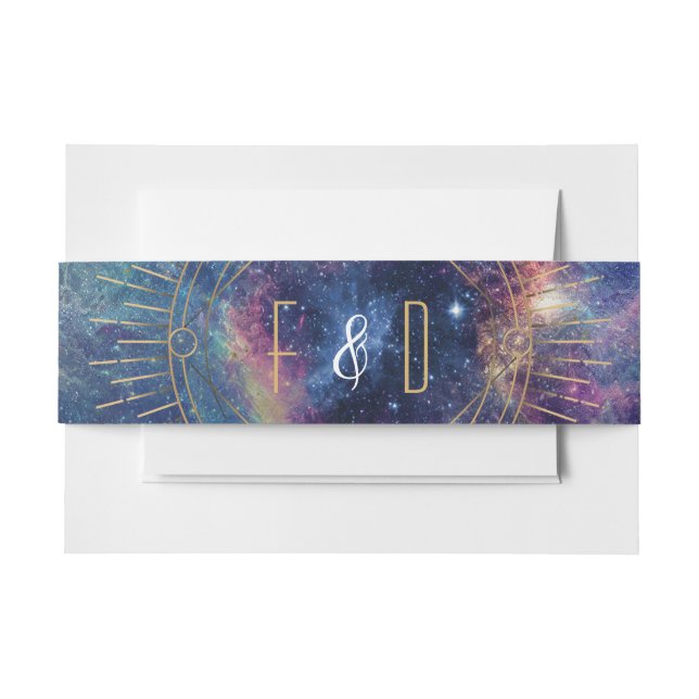 Bandeau De Faire-part Galaxie céleste Lune Phase Belly Bands (Devant Example)