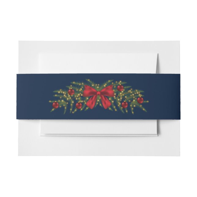 Bandeau De Faire-part Garland De Noël Avec Bow Rouge Et Baubles (Devant Example)