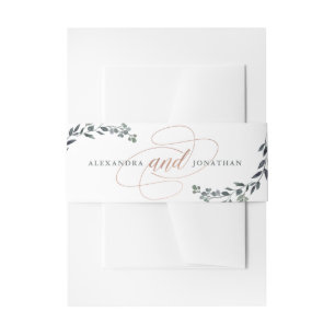 Bandeau De Faire-part Geo vert Mariage or Rose