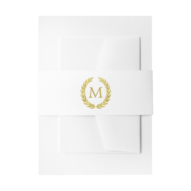 Bandeau De Faire-part Glam Faux Gold Foil Laurel Wreath (Devant example)