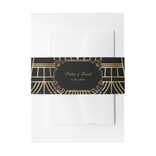 Bandeau De Faire-part Glam Great Gatsby Gold Black Art Déco Mariage