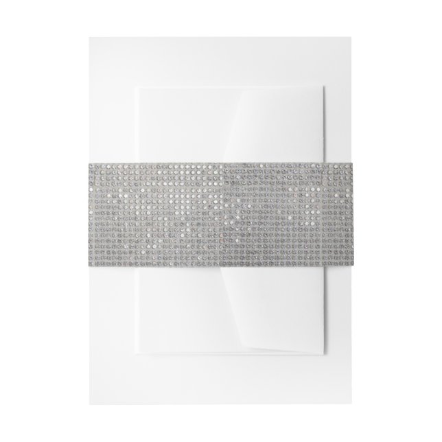 Bandeau De Faire-part Glamour Élevé Argent Paillettes Simulées  (Devant example)
