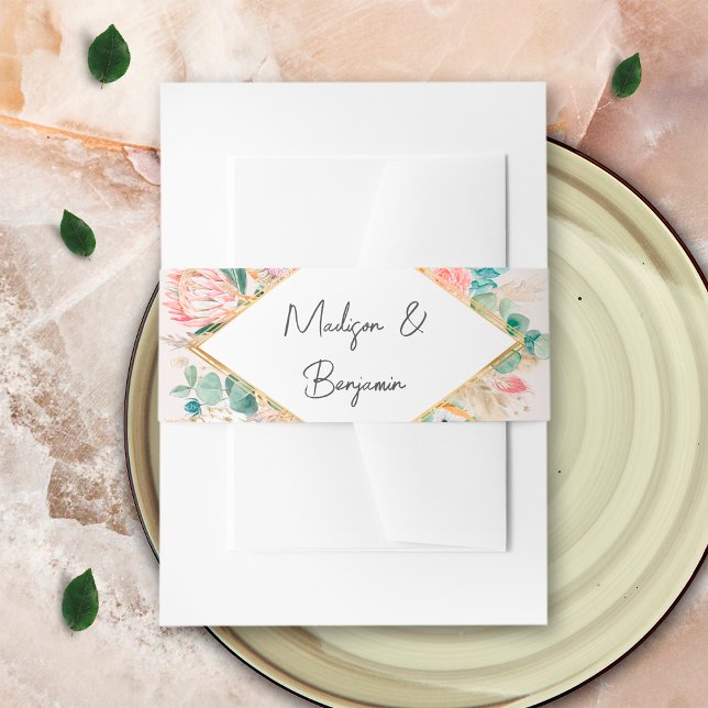 Bandeau De Faire-part Gold Botanical Eucalyptus Pampas Grass Wedding (Créateur téléchargé)