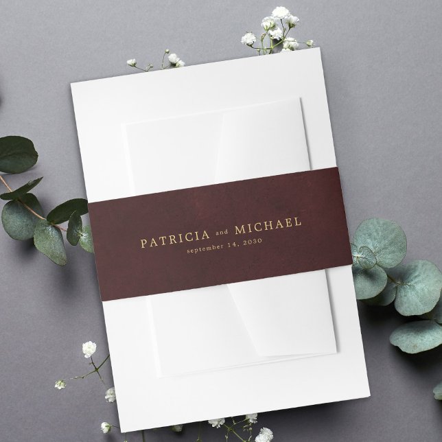 Bandeau De Faire-part Gold burgundy elegant wedding invitation (Créateur téléchargé)