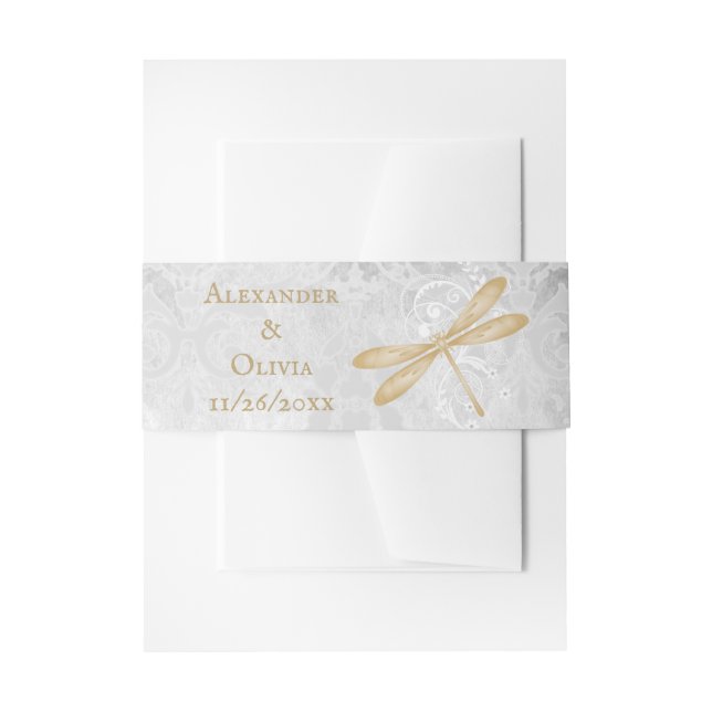 Bandeau De Faire-part Gold Dragonfly Wedding Inviter Belly Band (Devant example)