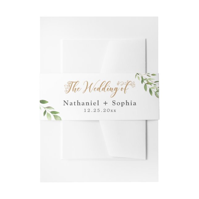 Bandeau De Faire-part Gold Green Le Mariage De Invitation Belly Band (Devant example)