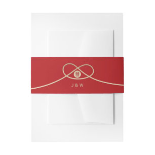 Bandeau De Faire-part Gold Knot Union Double Bonheur Mariage chinois