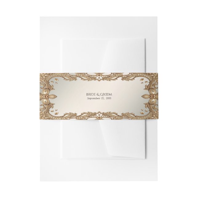 Bandeau De Faire-part Gold Ornate Frame Invitation Bande Belly (Devant example)