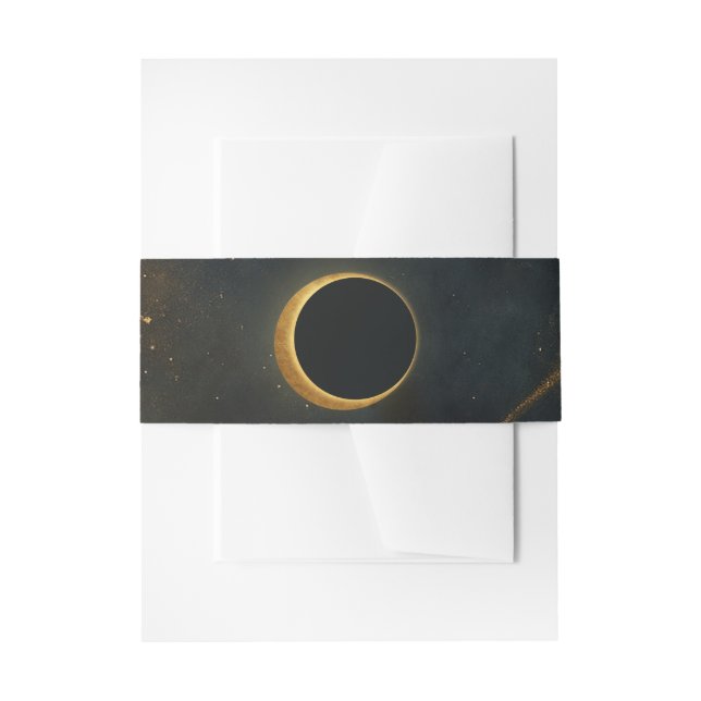 Bandeau De Faire-part Golden Stardust Eclipse Mariage céleste (Devant example)
