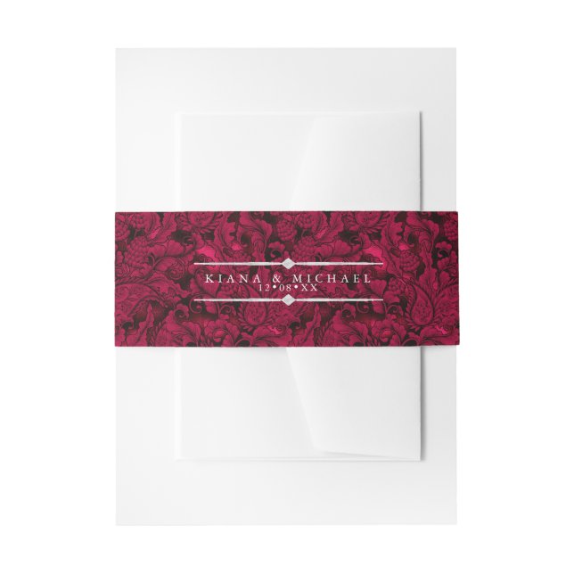 Bandeau De Faire-part Gothique Paisley Mariage Bourgogne ID866 (Devant example)