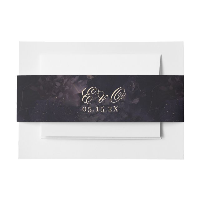 Bandeau De Faire-part Gothique Purple Élégant Mariage Floral Boho (Devant Example)