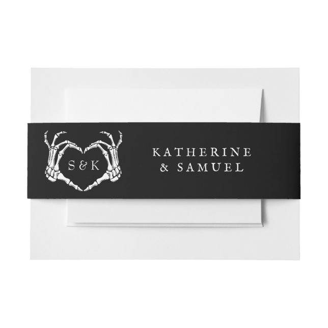 Bandeau De Faire-part Gothique Romantique Squelette main Halloween Maria (Devant Example)