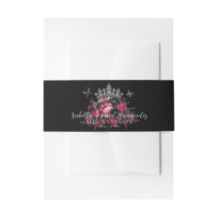 Bandeau De Faire-part Gothique rose, rouge et noir Quinceañera