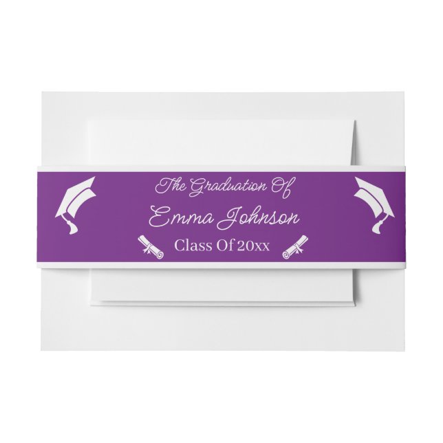 Bandeau De Faire-part Graduation Purple Et Blanc Personnalisée (Devant Example)