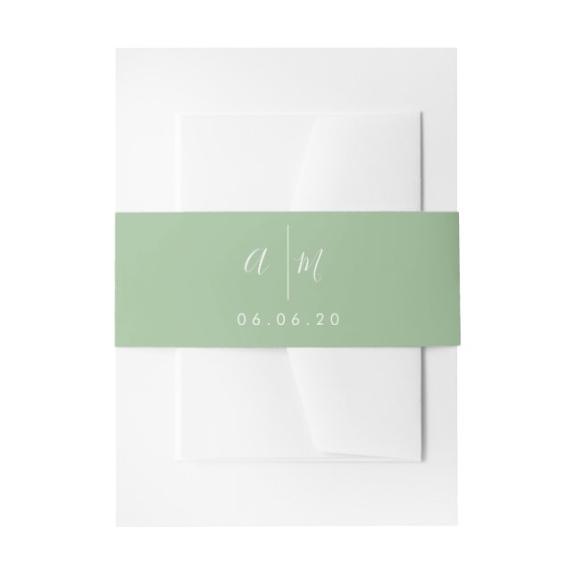 Bandeau De Faire-part Green Belly Band, Monogramme modifiable (Devant example)