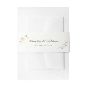 Bandeau De Faire-part Groupe de ventre Mariage Golden Leaf moderne