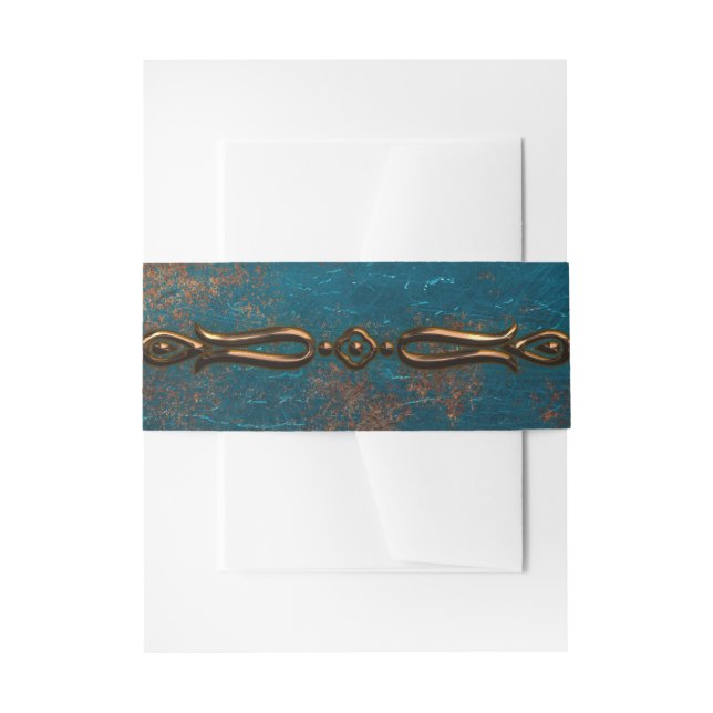 Bandeau De Faire-part Grunge Patina en cuivre et Turquoise (Devant example)