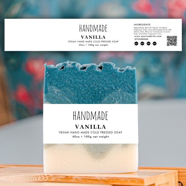 Bandeau De Faire-part Handmade Soap Belly Band White Product Label Wrap (Handmade Soap Belly Band White Product Label Wrap)