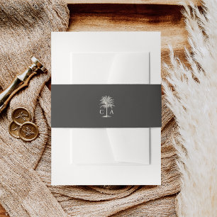 Bandeau De Faire-part Havana Palm   Monogramme Mariage Vintage Palm Tree
