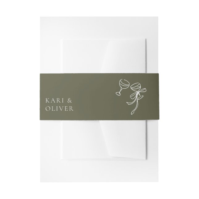 Bandeau De Faire-part HEIDI Olive Green Invitation Bande de ventre (Devant example)