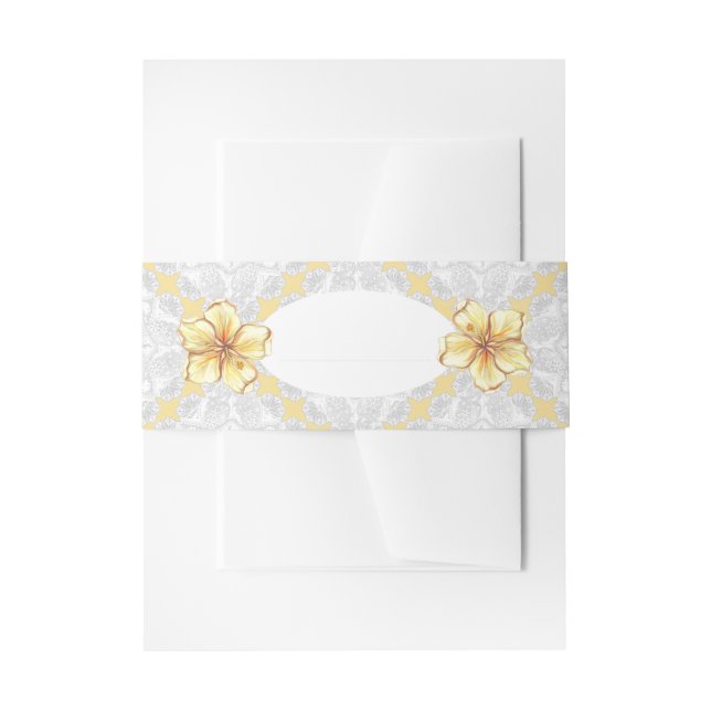 Bandeau De Faire-part Hibiscus & dentelle JAUNE (Devant example)