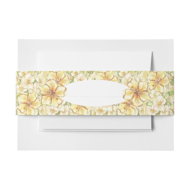 Bandeau De Faire-part Hibiscus & dentelle JAUNE (Devant Example)