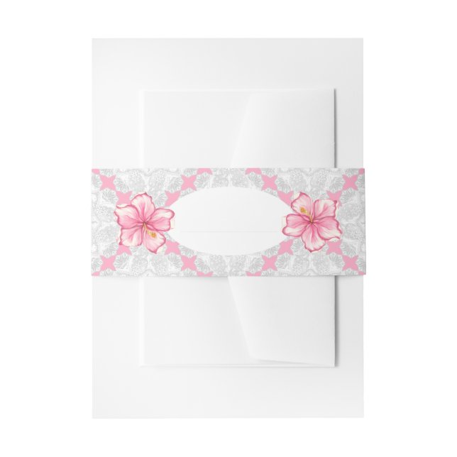 Bandeau De Faire-part Hibiscus & dentelle PINK (Devant example)