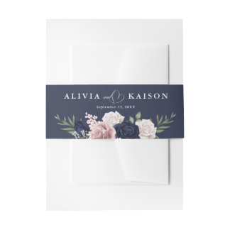 Bandeau De Faire-part hic Elegant Blush Mariage bleu marine