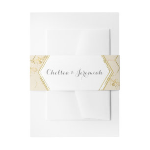 Bandeau De Faire-part Honey Bee Cream Gold Custom Invitation Bande Belly