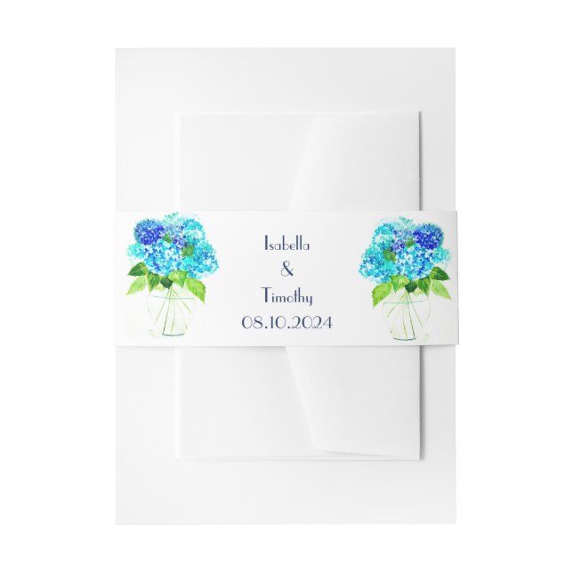 Bandeau De Faire-part Hydrangea Fleurs Bleues Floral Mariage élégant (Devant example)