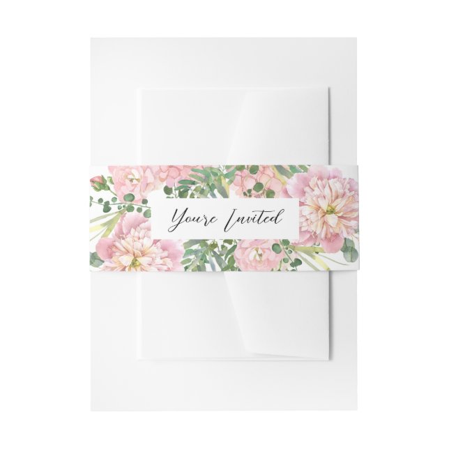 Bandeau De Faire-part Hydrangea Rose Aquarelle rose Floral (Devant example)