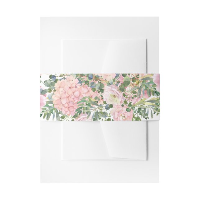 Bandeau De Faire-part Hydrangea Rose Aquarelle rose Floral (Devant example)