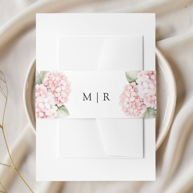 Bandeau De Faire-part Hydrangée rose pâle Élégant Mariage floral (Créateur téléchargé)