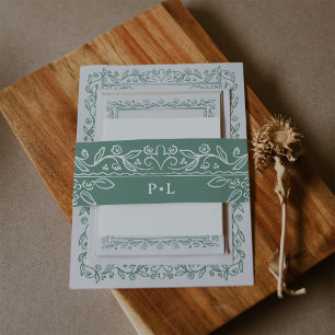 Bandeau De Faire-part Illustrations botaniques Mariage Vert Sauge