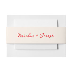 Bandeau De Faire-part Illustré rouge manuscrit Mariage de divertissement