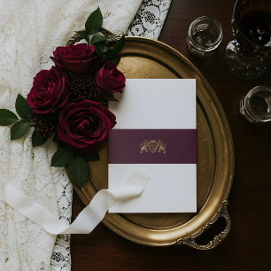 Bandeau De Faire-part Imaginaire médiéval Royal Muse Lion Emblem Mariage