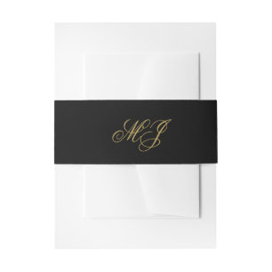 Bandeau De Faire-part Initiales de calligraphie de monogramme d'or noir 