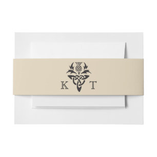 Bandeau De Faire-part Initiales de chardon celtique - Noir & Blanc